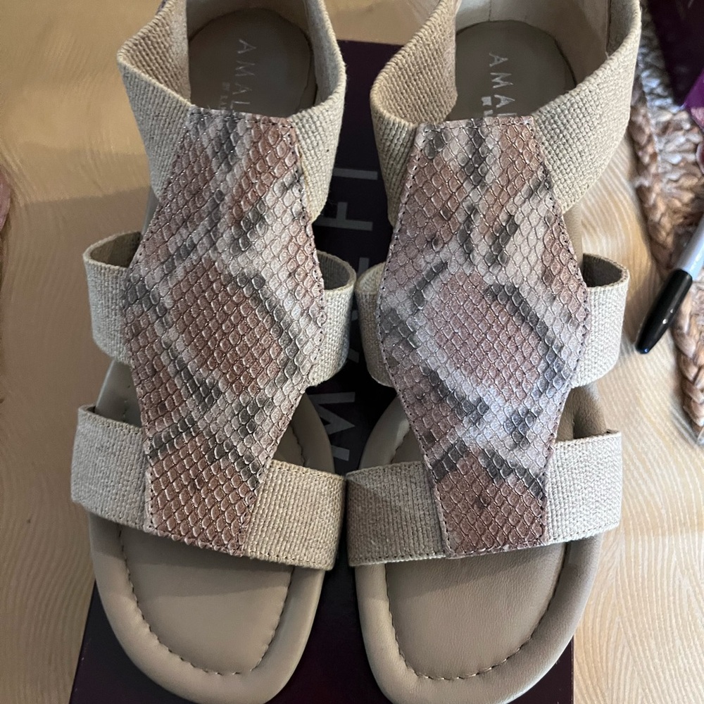 Amalfi Beige and Tan Textured Sandals